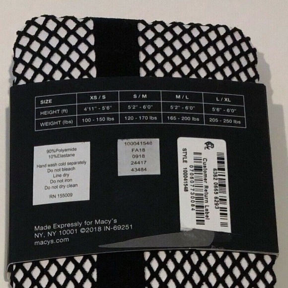 INC International Concepts Women's Tuxedo Fish Net Tights Black XS/S - Picture 4 of 5